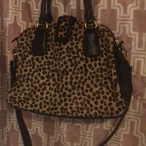 Leopard fur hid purse